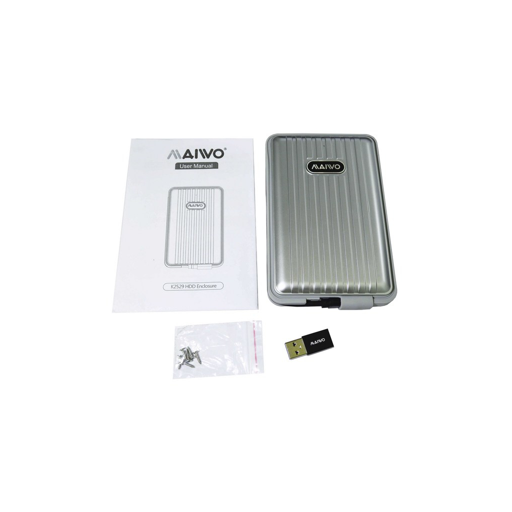Карман внешний Maiwo для HDD/SSD 2.5" SATA через USB3.1 Type-C (K2529G1 silver) - 6