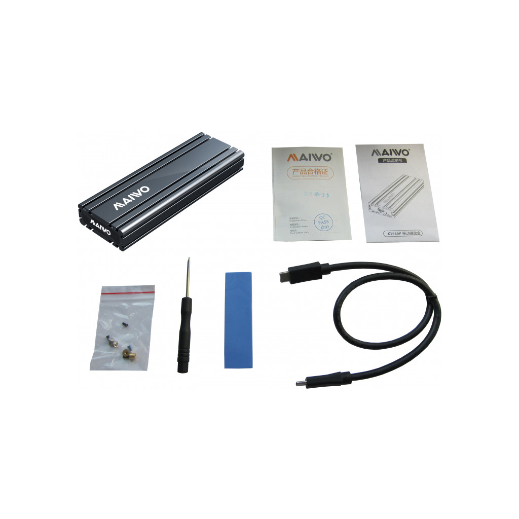 Карман внешний Maiwo M.2 SSD NVMe (PCIe) — USB 3.1 Type-C (K1686P space grey) - 8 Карман внешний Maiwo M.2 SSD NVMe (PCIe) — USB 3.1 Type-C (K1686P space grey) - 8