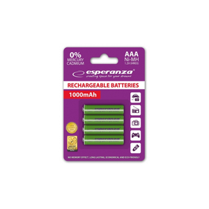 Аккумулятор Esperanza AAA 1000mAh Ni-MH * 4 green (EZA102G)