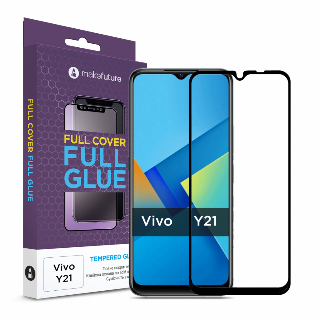 Стекло защитное MakeFuture Vivo Y21 (MGF-VY21)