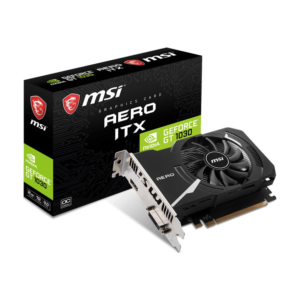Видеокарта MSI GeForce GT1030 2048Mb AERO ITX OC (GT 1030 AERO ITX 2GD4 OC)