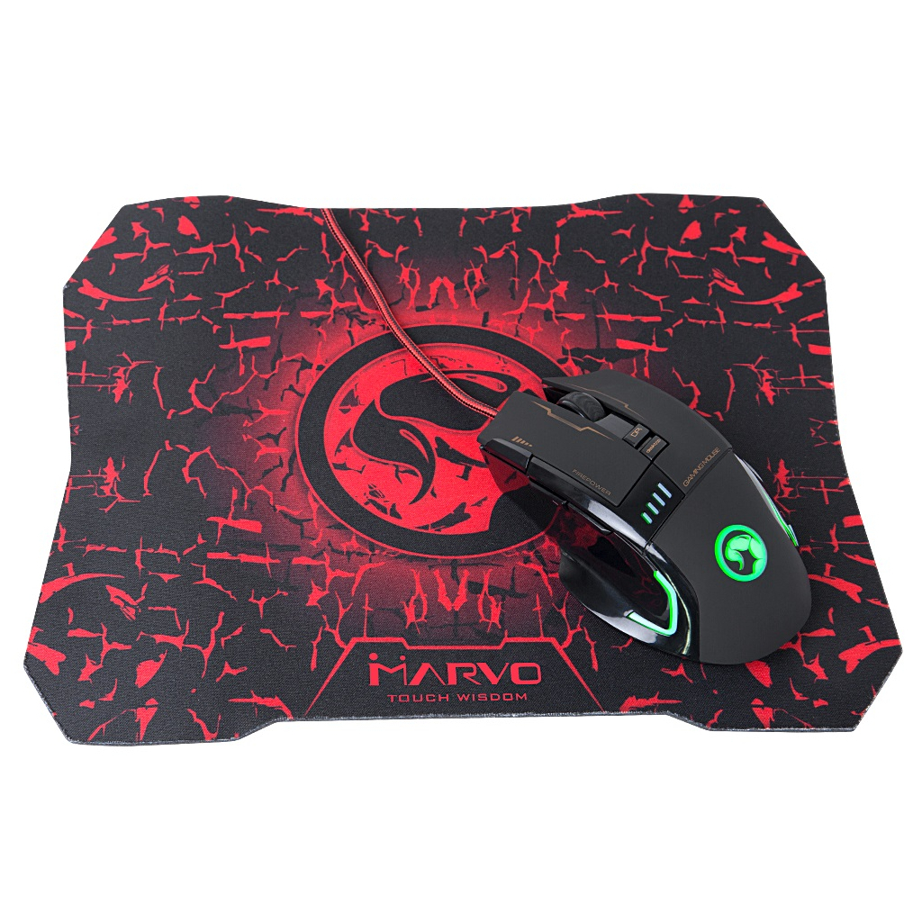 Мышка Marvo G909L USB з ігровою поверхнею G1 Black (G909L+G1) - 1