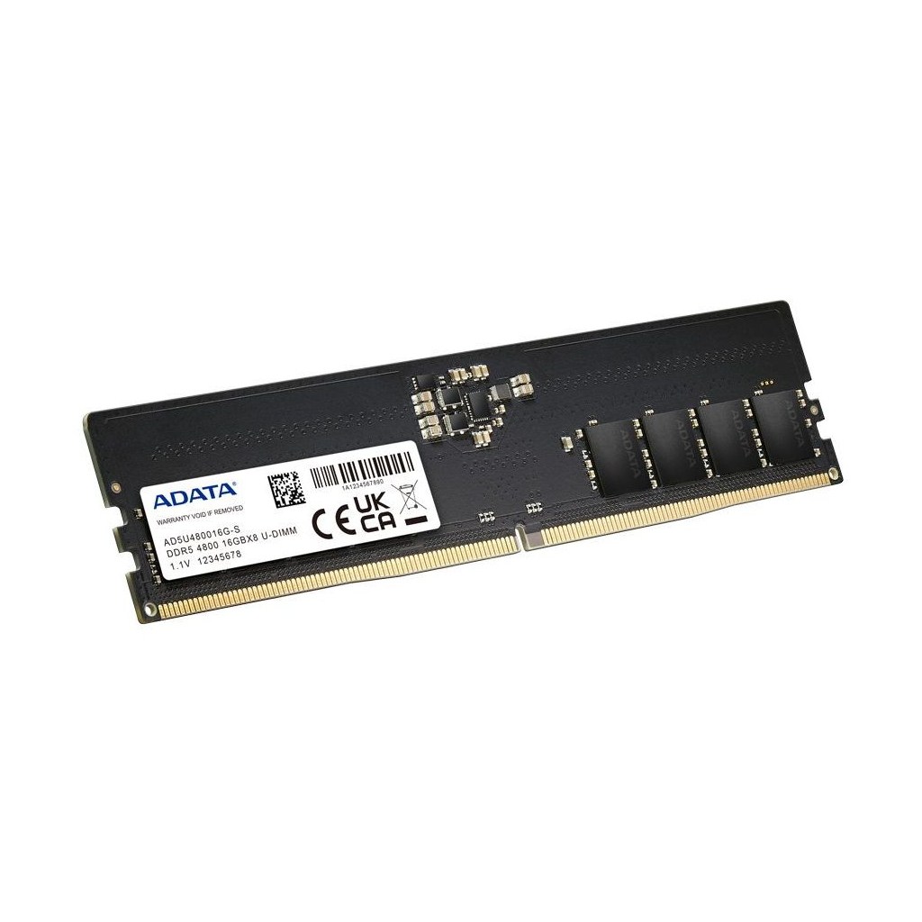 Модуль памяти для компьютера DDR5 16GB 4800 MHz ADATA (AD5U480016G-S) - 1 Модуль памяти для компьютера DDR5 16GB 4800 MHz ADATA (AD5U480016G-S) - 1