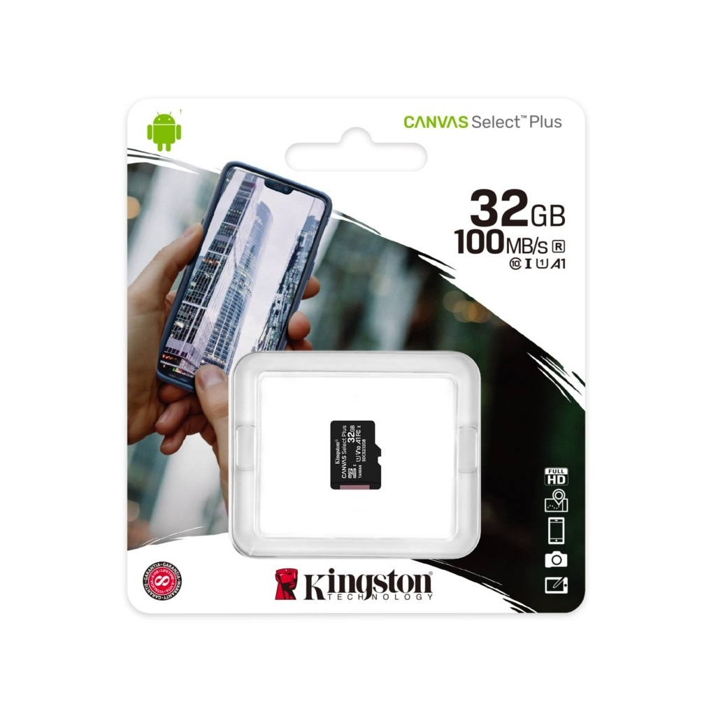 Карта памяти Kingston 32GB microSDHC class 10 UHS-I A1 (R-100MB/s) Canvas (SDCS2/32GBSP) - 2