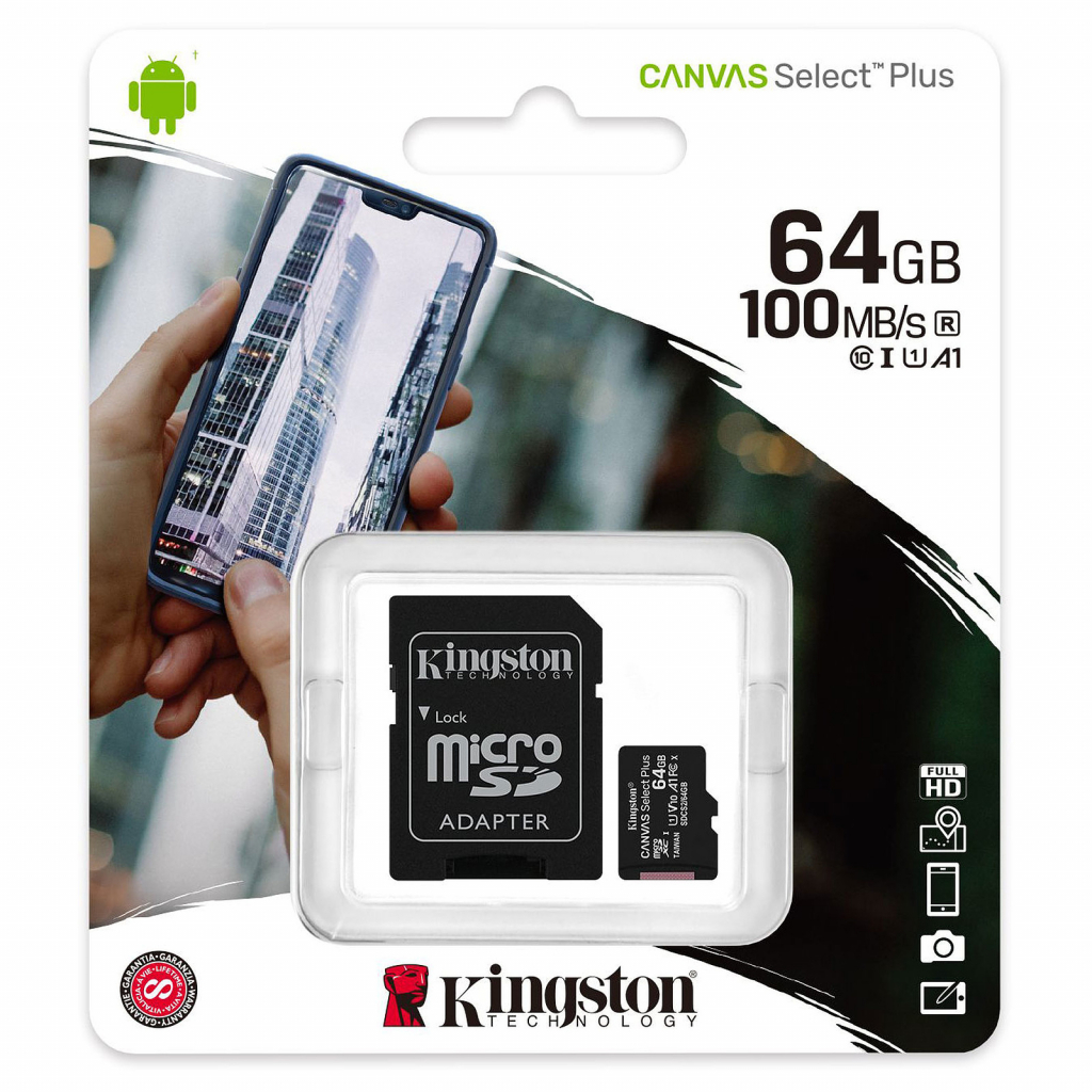 Карта памяти Kingston 64GB micSDXC class 10 A1 Canvas Select Plus (SDCS2/64GB) - 2