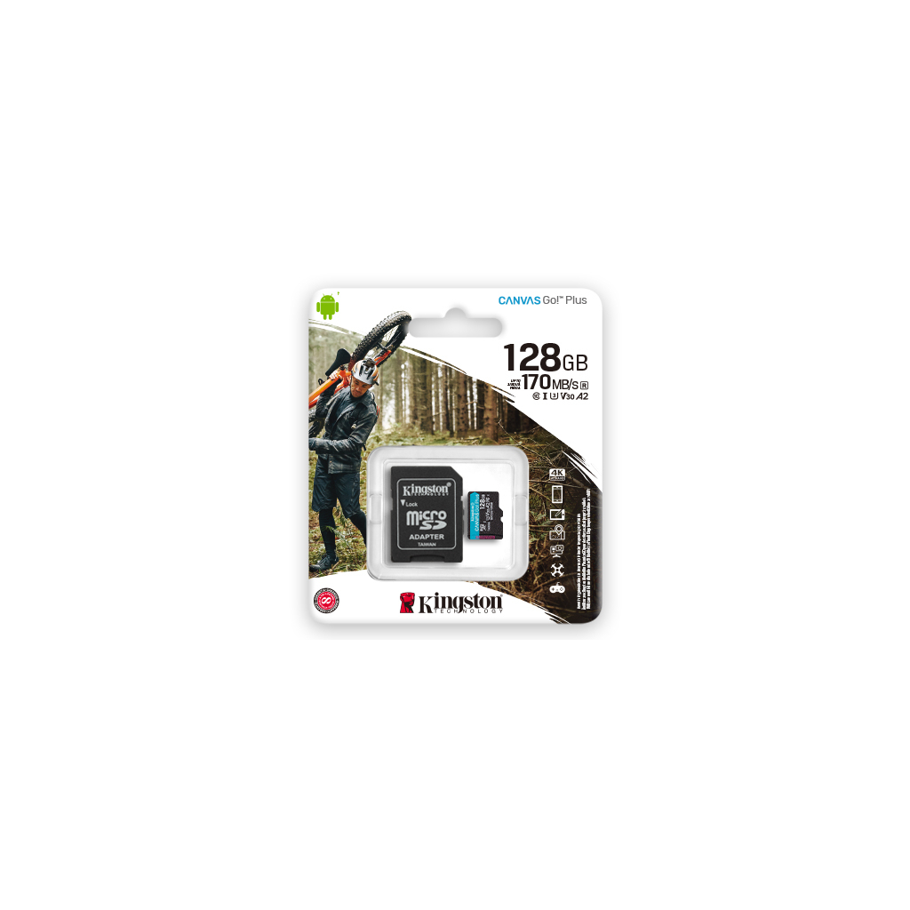 Карта памяти Kingston 128GB microSDXC class 10 UHS-I U3 A2 Canvas Go Plus (SDCG3/128GB) - 2