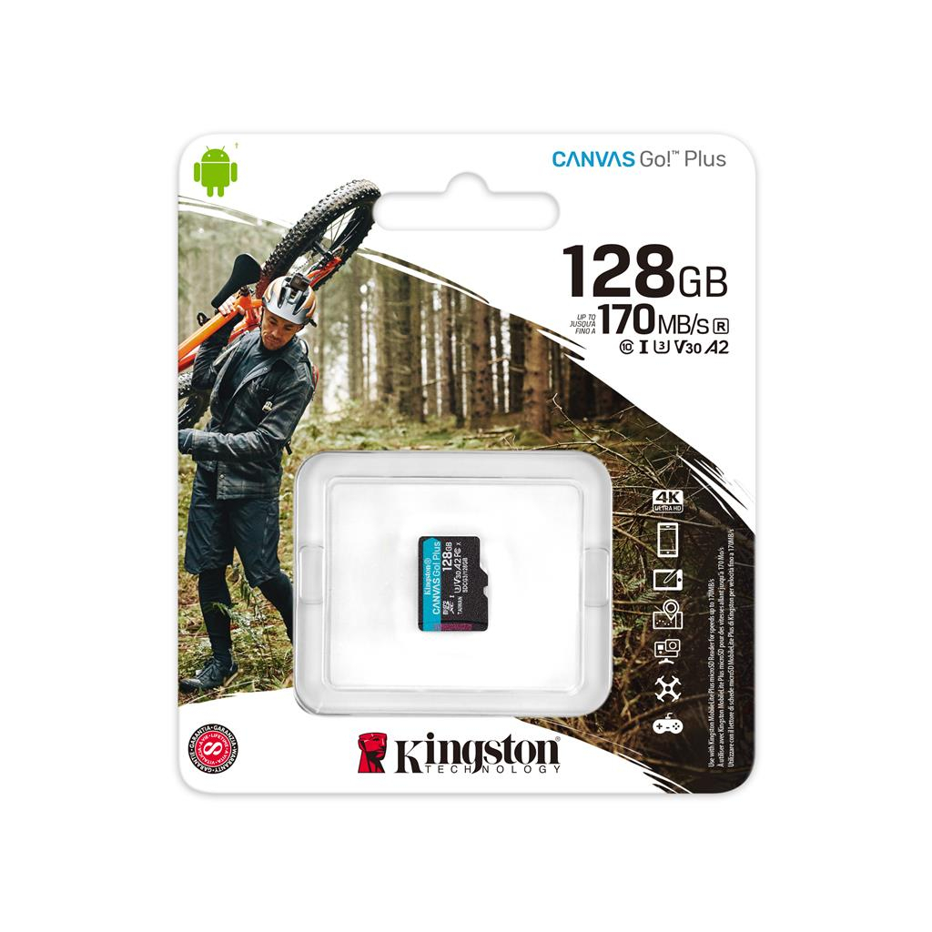 Карта памяти Kingston 128GB microSD class 10 UHS-I U3 A2 Canvas Go Plus (SDCG3/128GBSP) - 2