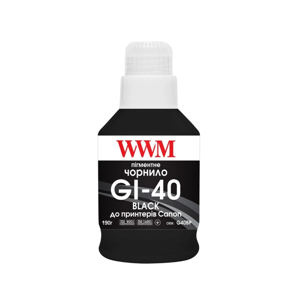 Чернила WWM Canon GI-40 для G5040/G6040 190г Black Pigmented (KeyLock) (G40BP)