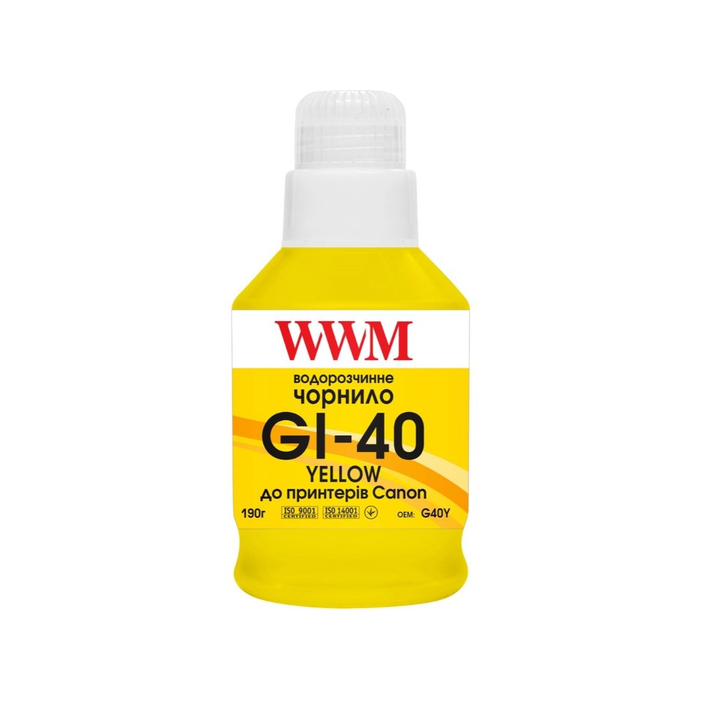 Чернила WWM Canon GI-40 для G5040/G6040 190г Yellow (KeyLock) (G40Y)