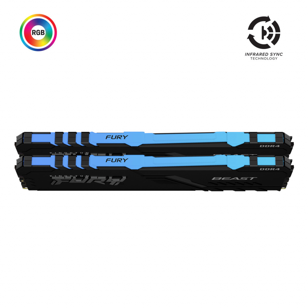 Модуль памяти для компьютера DDR4 32GB (2x16GB) 3600 MHz Fury Beast RGB Kingston (KF436C18BBAK2/32) - 1