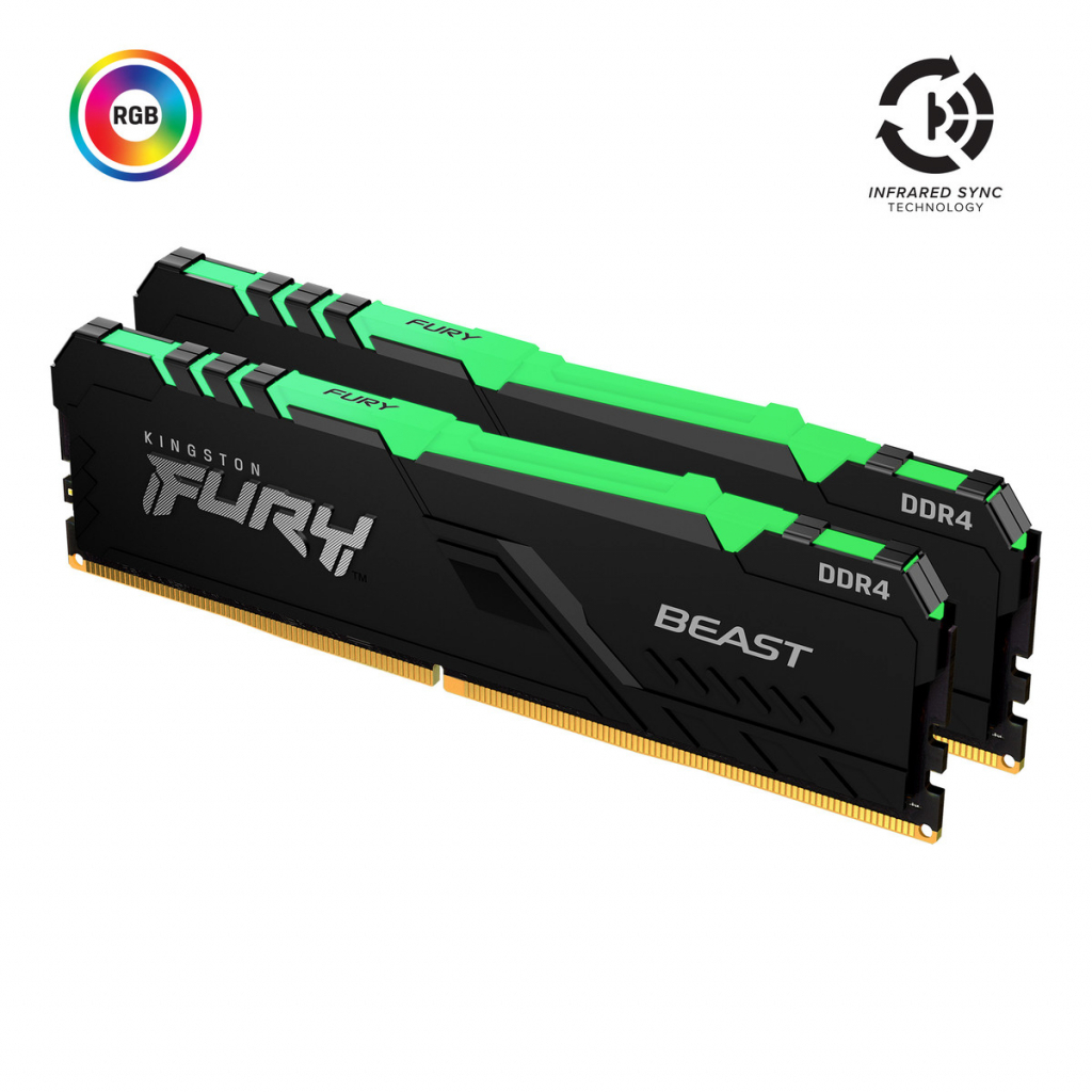 Модуль памяти для компьютера DDR4 64GB (2x32GB) 3600 MHz Fury Beast RGB Kingston (KF436C18BBAK2/64)