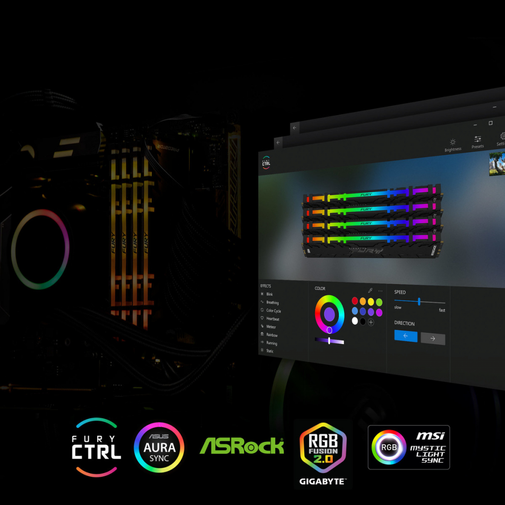 Модуль памяти для компьютера DDR4 8GB 4000 MHz Fury Renegade RGB Kingston (KF440C19RBA/8) - 5