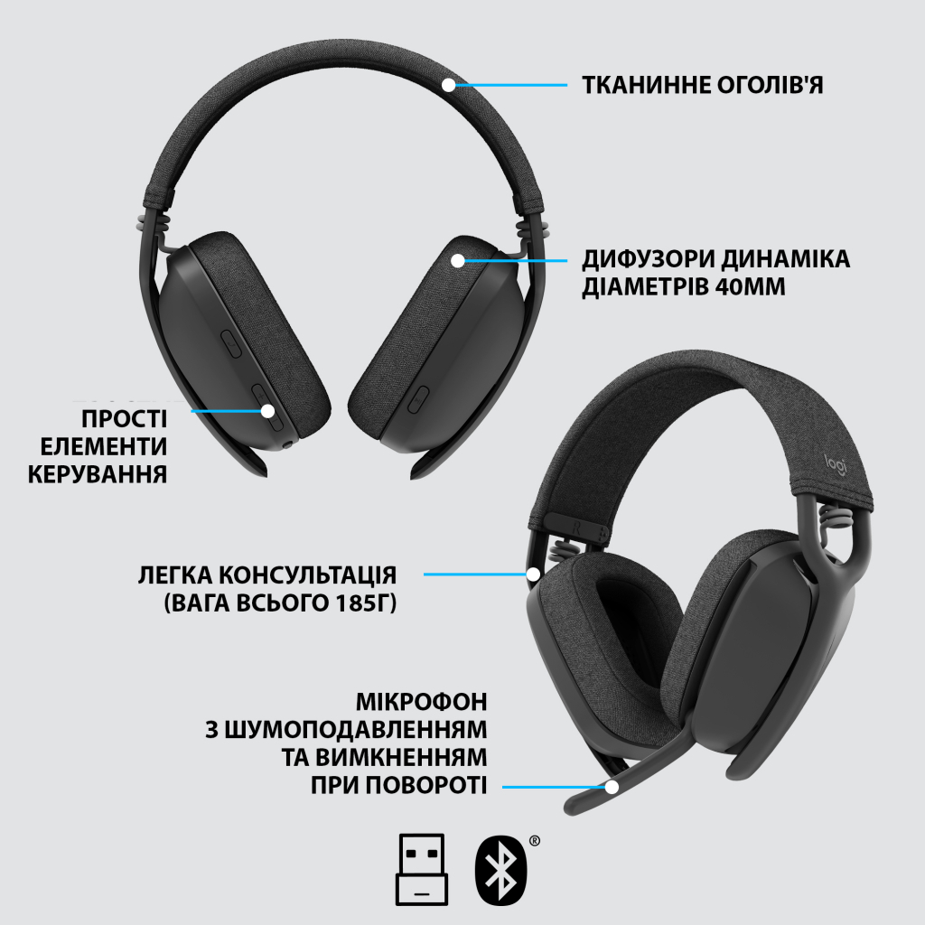 Наушники Logitech Zone Vibe 125 Graphite (981-001126) - 5