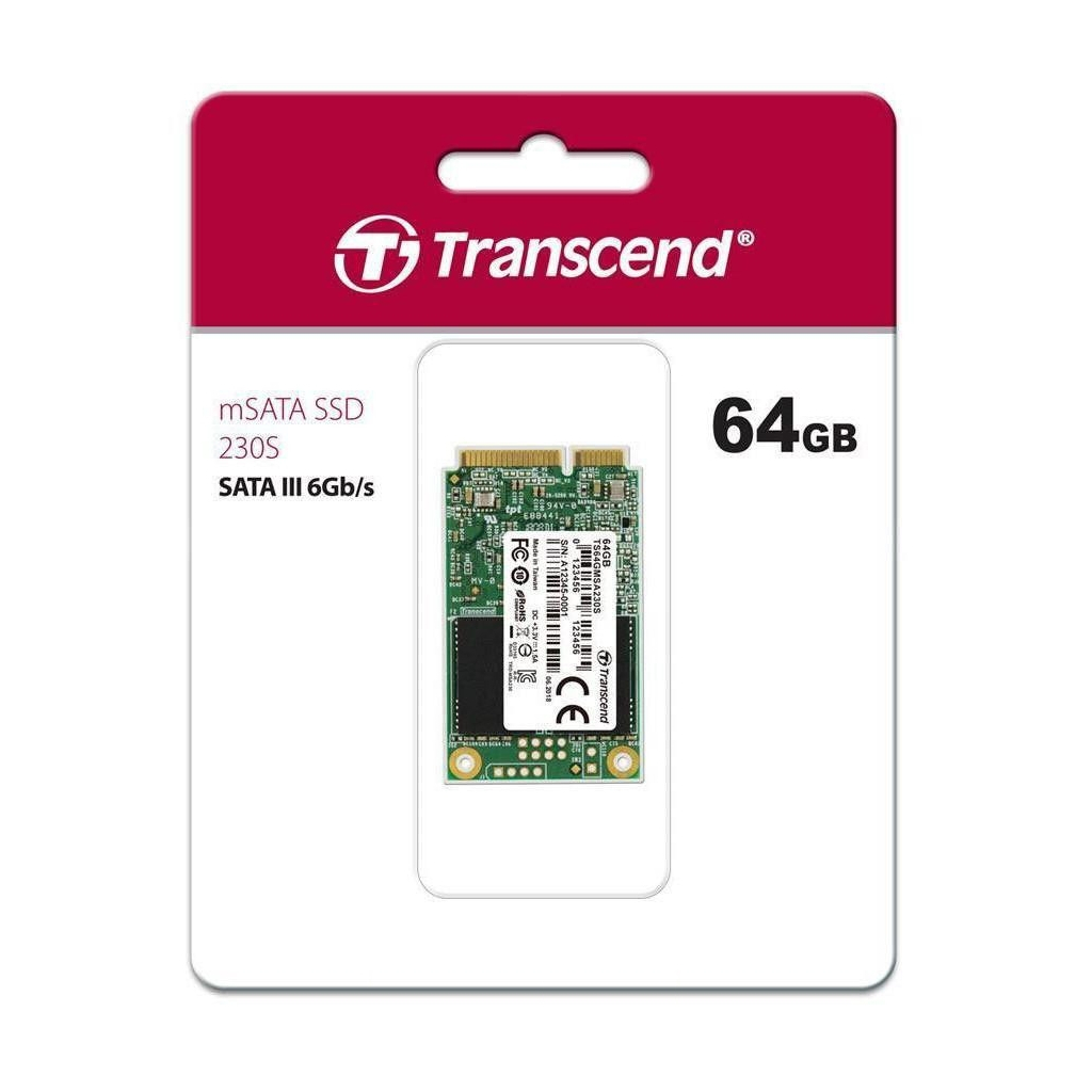 Накопитель SSD mSATA 64GB Transcend (TS64GMSA230S) - 1