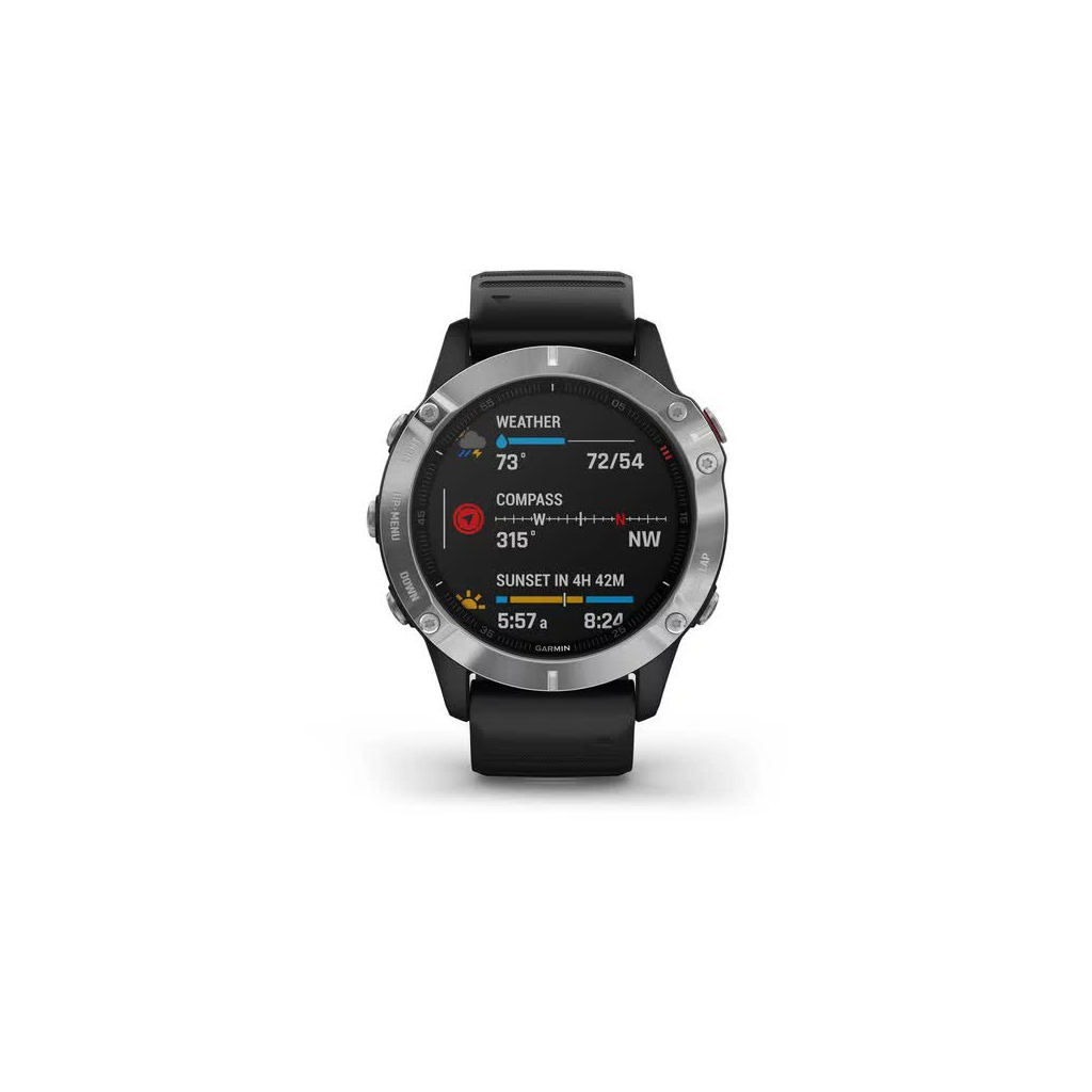 Смарт-часы Garmin fenix 6 Solar, Silver with black band, GPS (010-02410-00) - 1