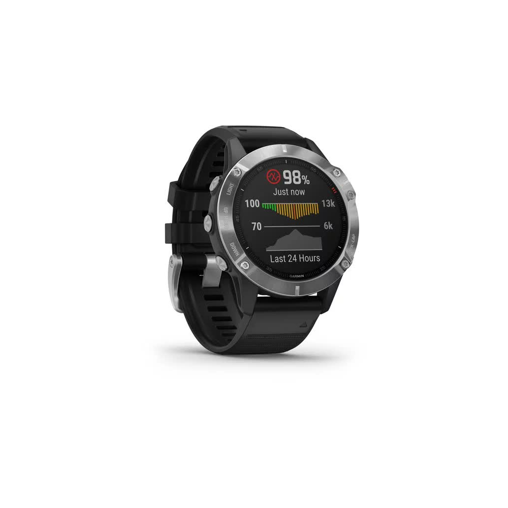 Смарт-часы Garmin fenix 6 Solar, Silver with black band, GPS (010-02410-00) - 2