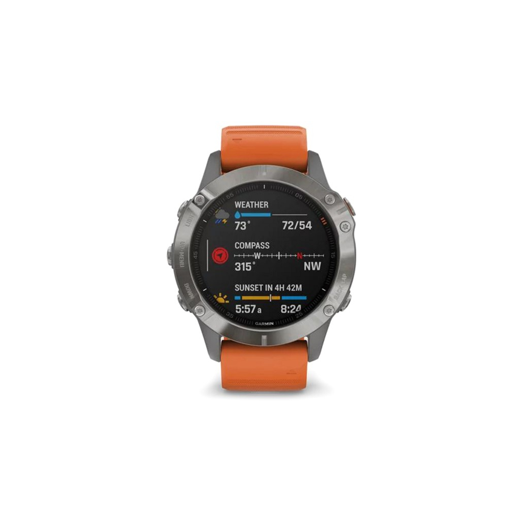 Смарт-часы Garmin fenix 6, Pro and Sapphire editions, Titanium with ember oran (010-02158-14) - 2