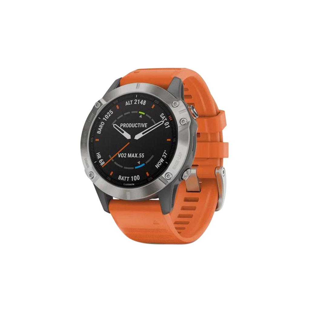 Смарт-часы Garmin fenix 6, Pro and Sapphire editions, Titanium with ember oran (010-02158-14)