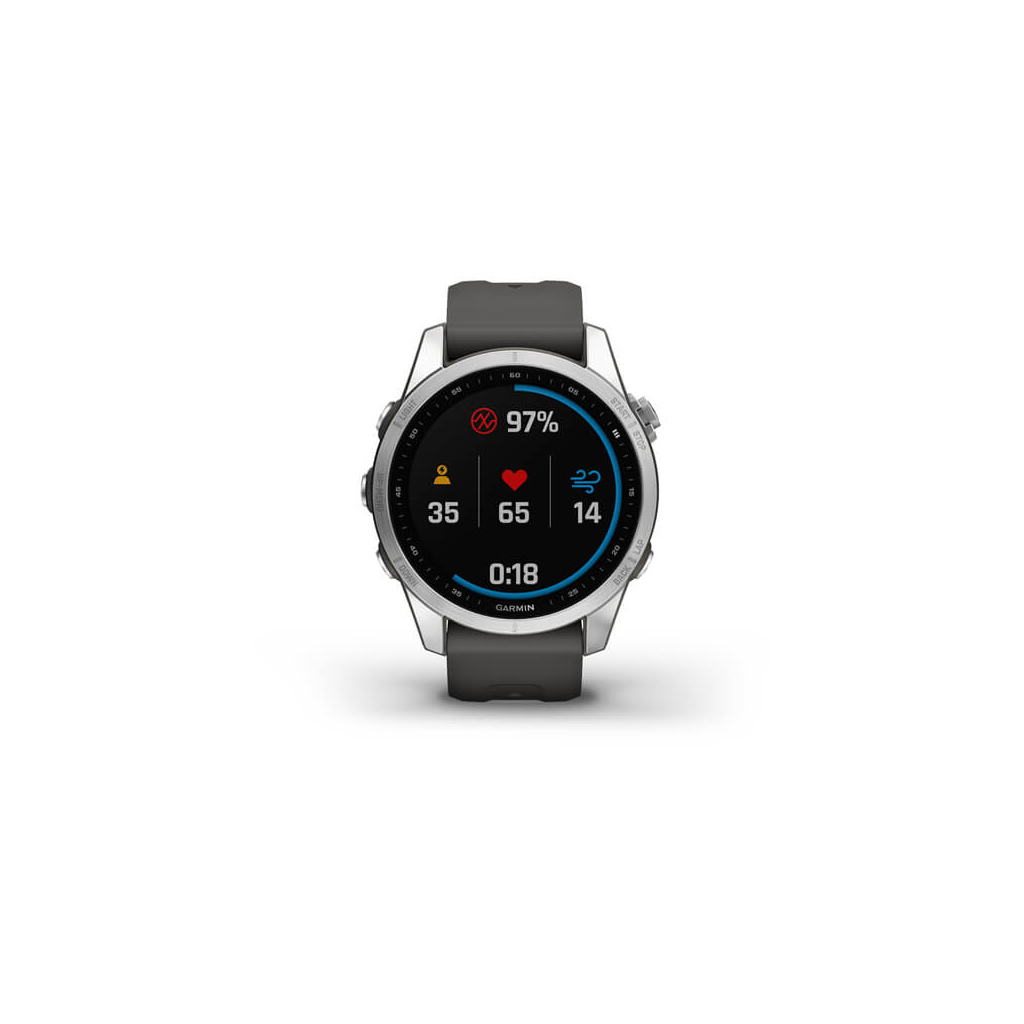 Смарт-часы Garmin fenix 7S Stainless Steel w/Graphite Band, GPS (010-02539-01) - 3