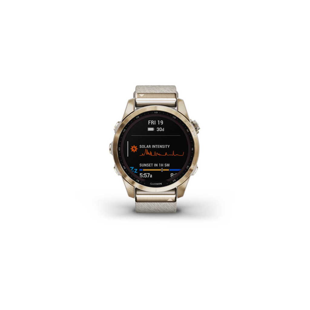 Смарт-часы Garmin fenix 7S,Sapph Sol, Cream Gold Ti w/Cream Nylon, GPS (010-02539-39) - 1