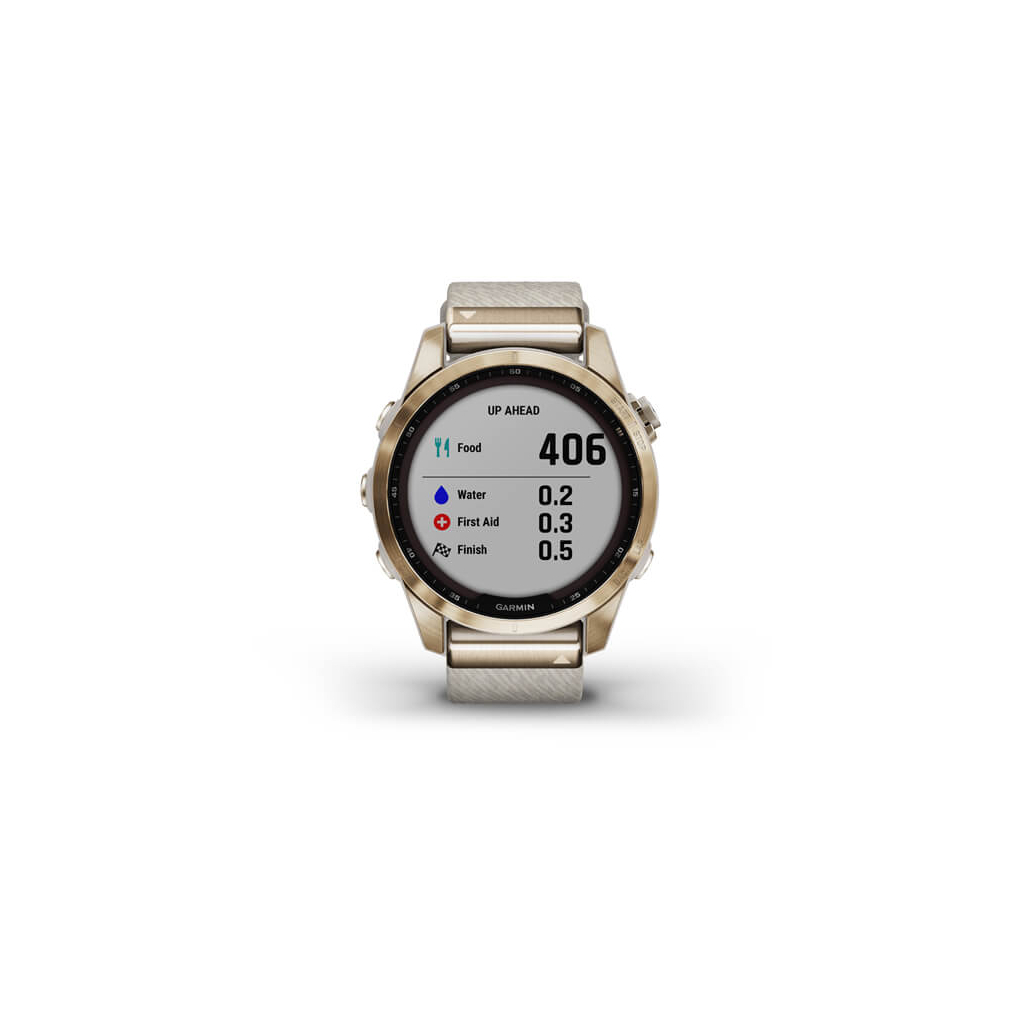 Смарт-часы Garmin fenix 7S,Sapph Sol, Cream Gold Ti w/Cream Nylon, GPS (010-02539-39) - 7