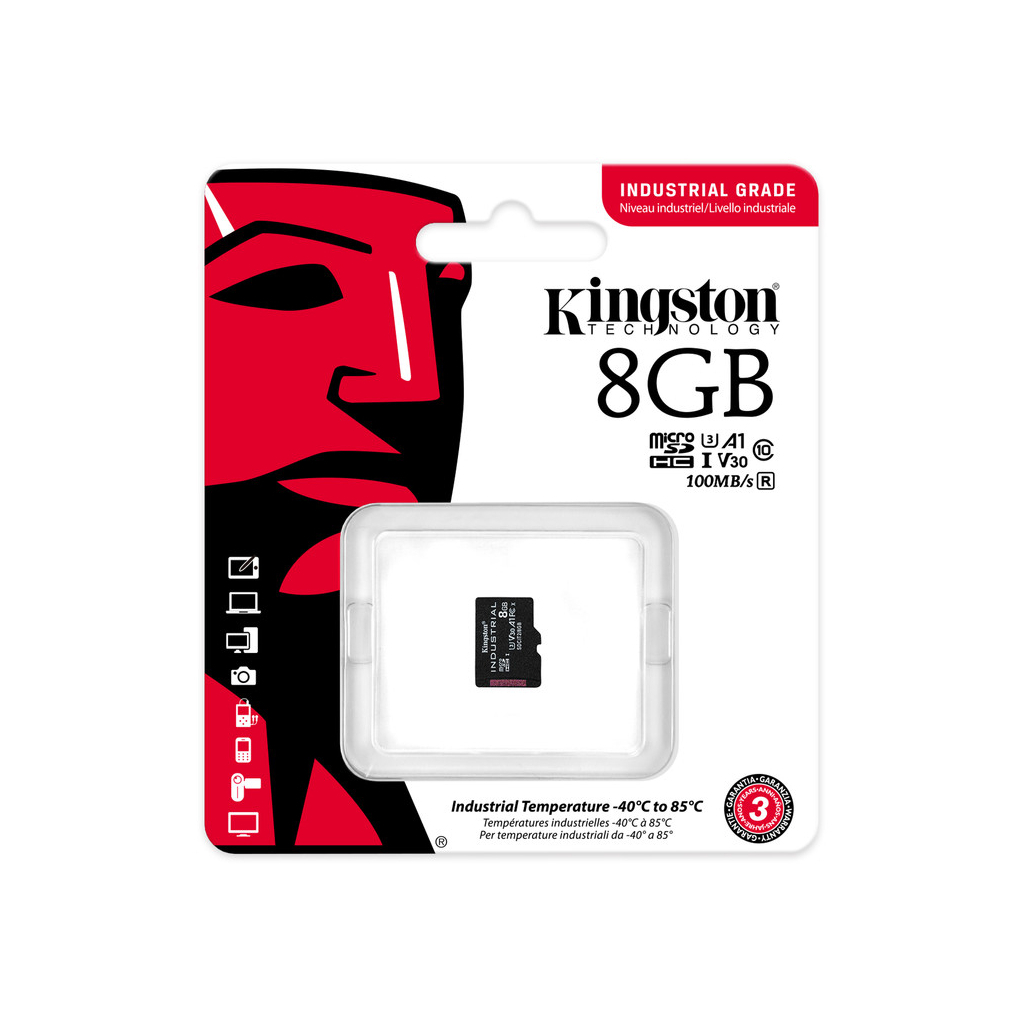 Карта памяти Kingston 8GB microSDHC class 10 UHS-I V30 A1 (SDCIT2/8GBSP) - 2