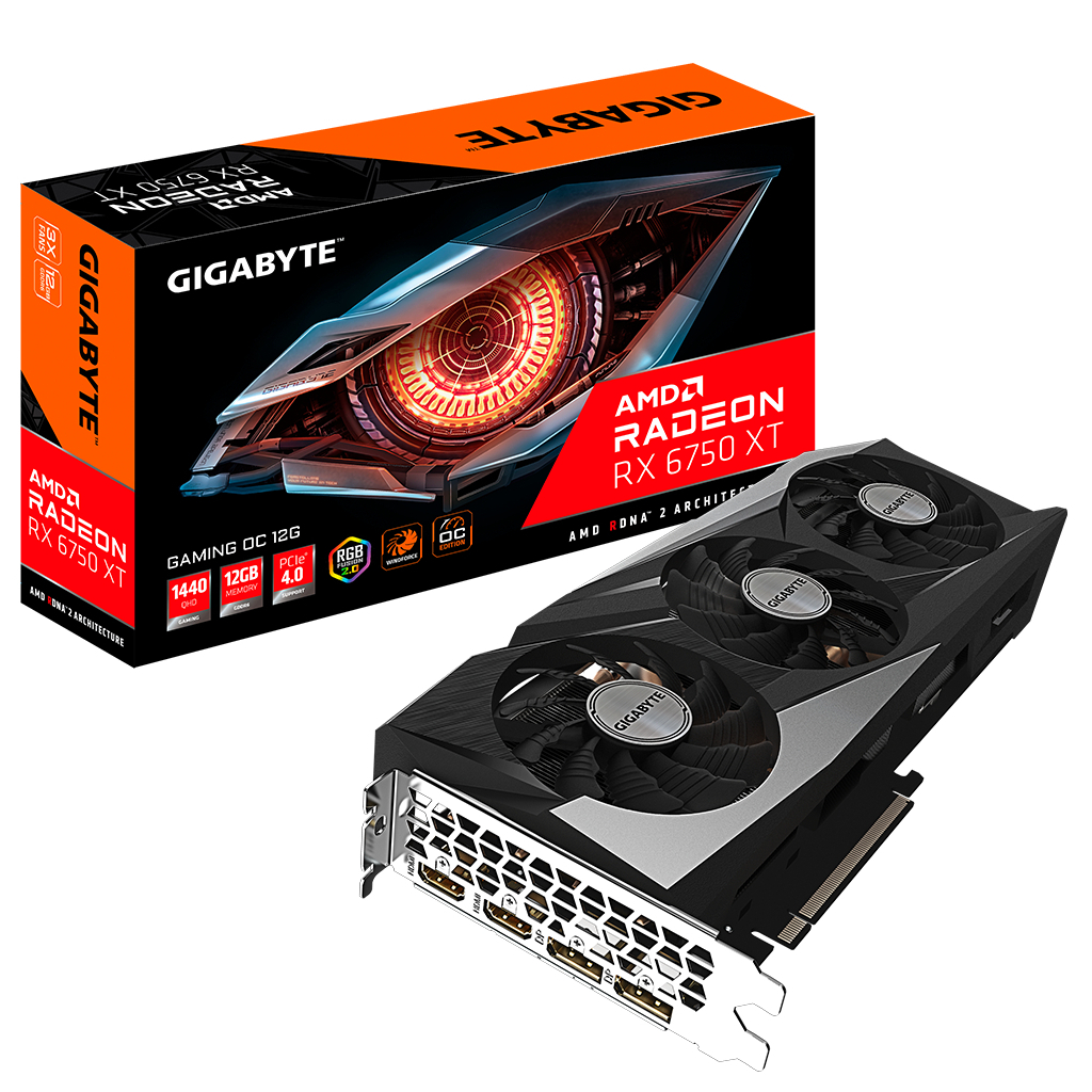 Видеокарта GIGABYTE Radeon RX 6750 XT 12Gb GAMING OC (GV-R675XTGAMING OC-12GD)