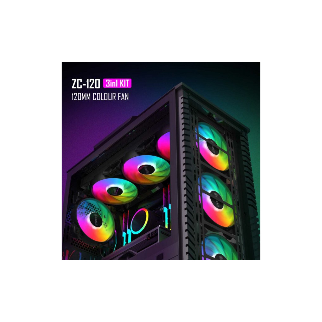 Кулер для корпуса Zezzio ZC-120 SRGB 3 in 1 Ki - 5