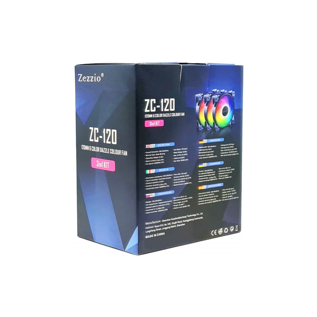 Кулер для корпуса Zezzio ZC-120 SRGB 3 in 1 Ki - 9