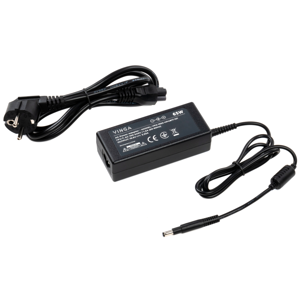 Блок питания к ноутбуку Vinga HP 65W 19.5V 3.3А 4.8*1.7 long (VPA-1953-HP4817-101) - 1