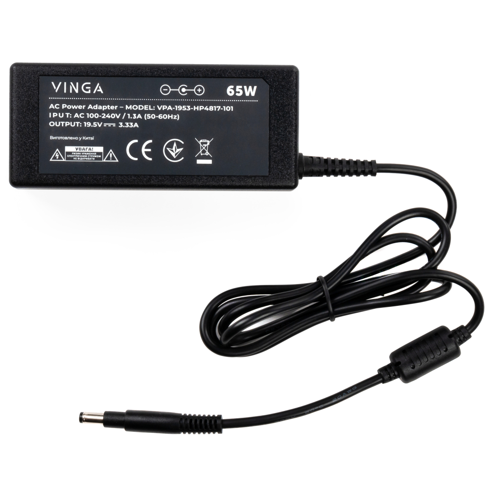 Блок питания к ноутбуку Vinga HP 65W 19.5V 3.3А 4.8*1.7 long (VPA-1953-HP4817-101) - 2