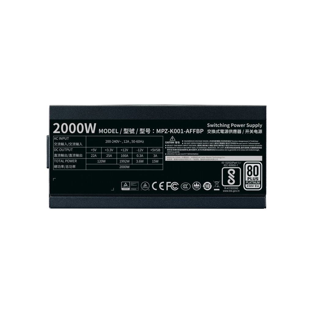 Блок питания CoolerMaster 2000W M2000 Platinum (MPZ-K001-AFFBP-EU) - 8