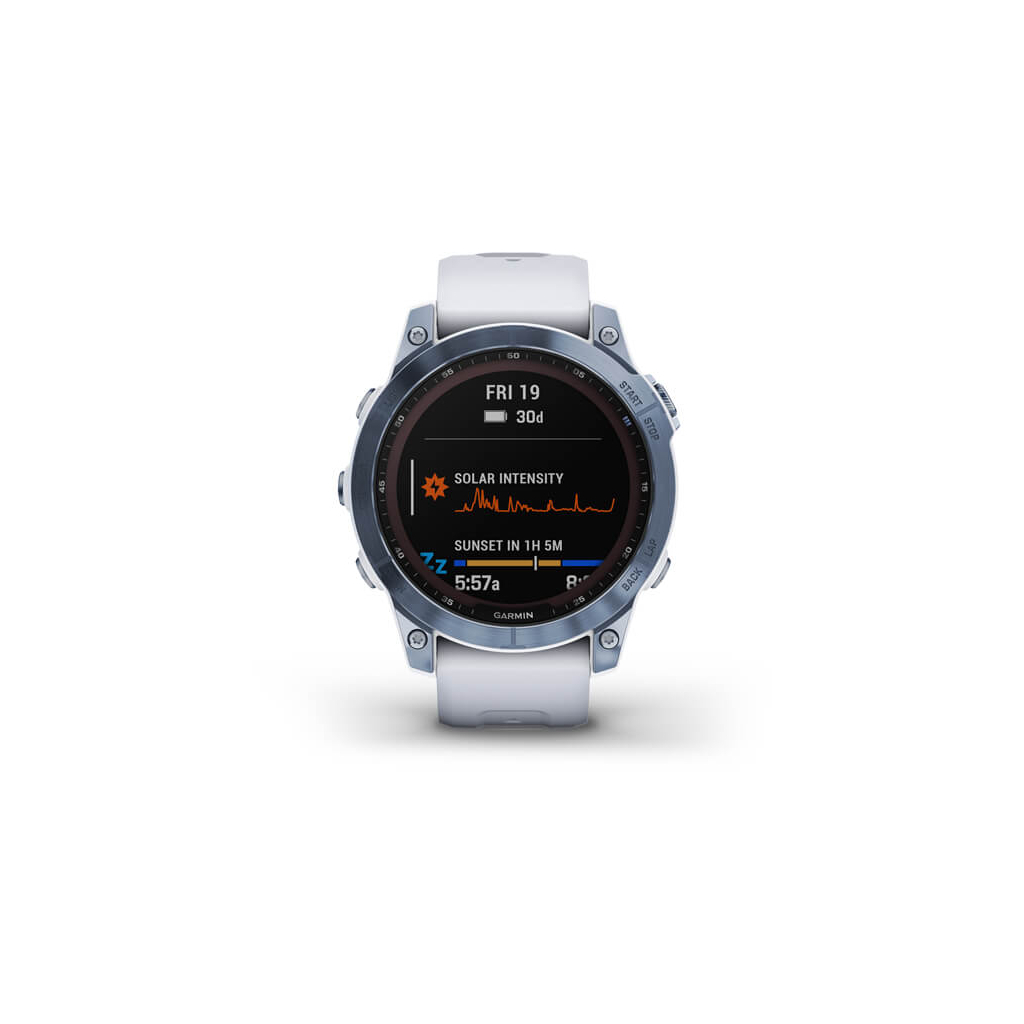 Смарт-часы Garmin fenix 7 Sapph Solar, Mineral Blue Ti w/Whitestone Band, GPS (010-02540-25) - 1