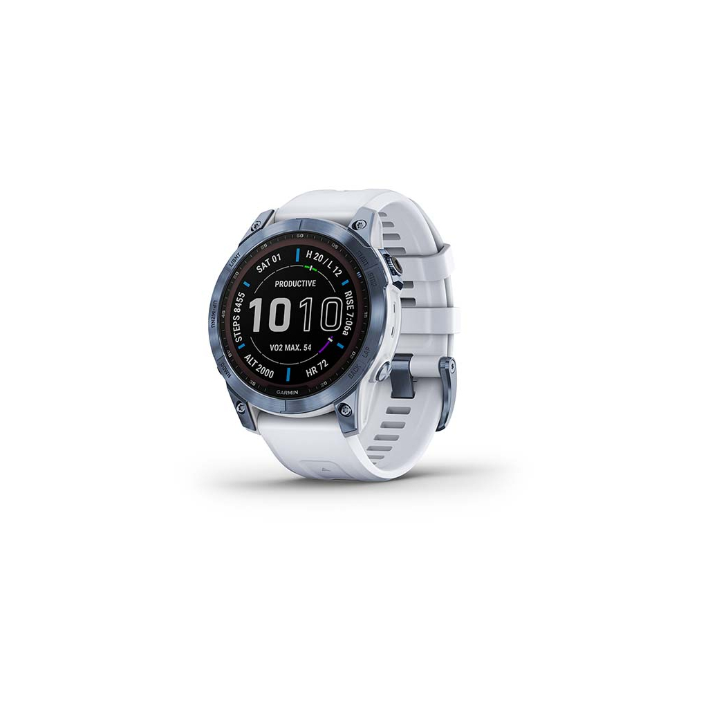 Смарт-часы Garmin fenix 7 Sapph Solar, Mineral Blue Ti w/Whitestone Band, GPS (010-02540-25)