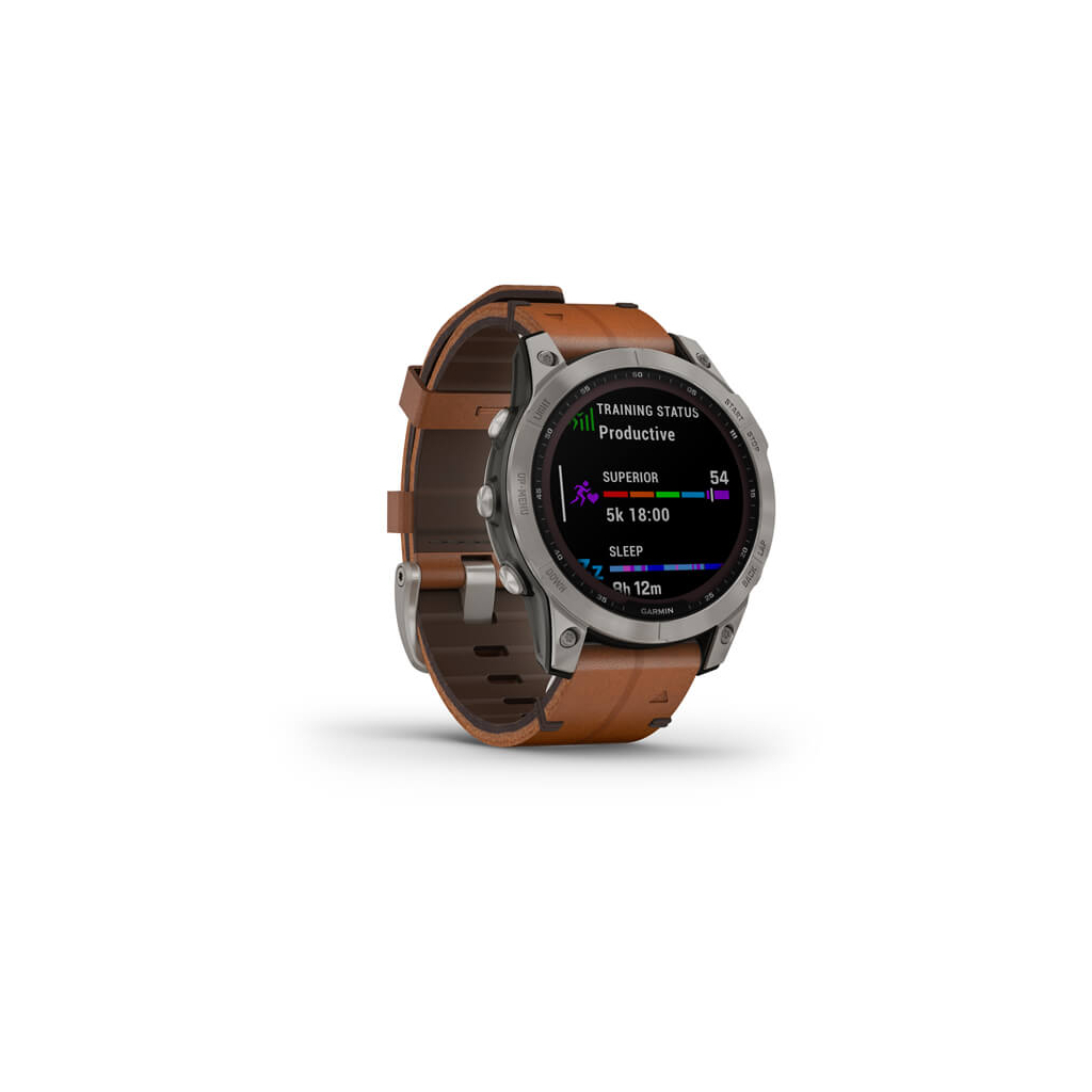 Смарт-часы Garmin fenix 7 Sapph Solar Titanium w/Chestnut Leather Band, GPS (010-02540-31) - 1