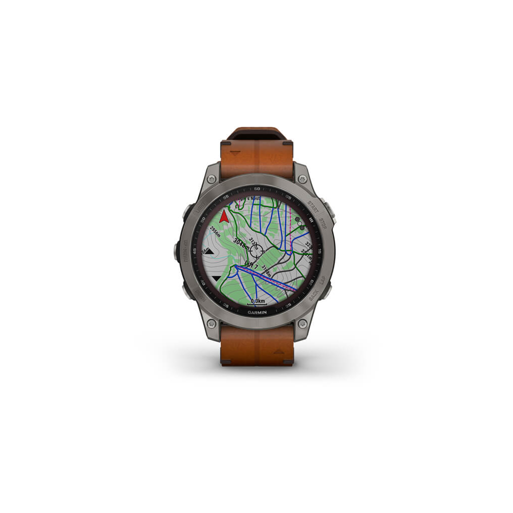 Смарт-часы Garmin fenix 7 Sapph Solar Titanium w/Chestnut Leather Band, GPS (010-02540-31) - 2