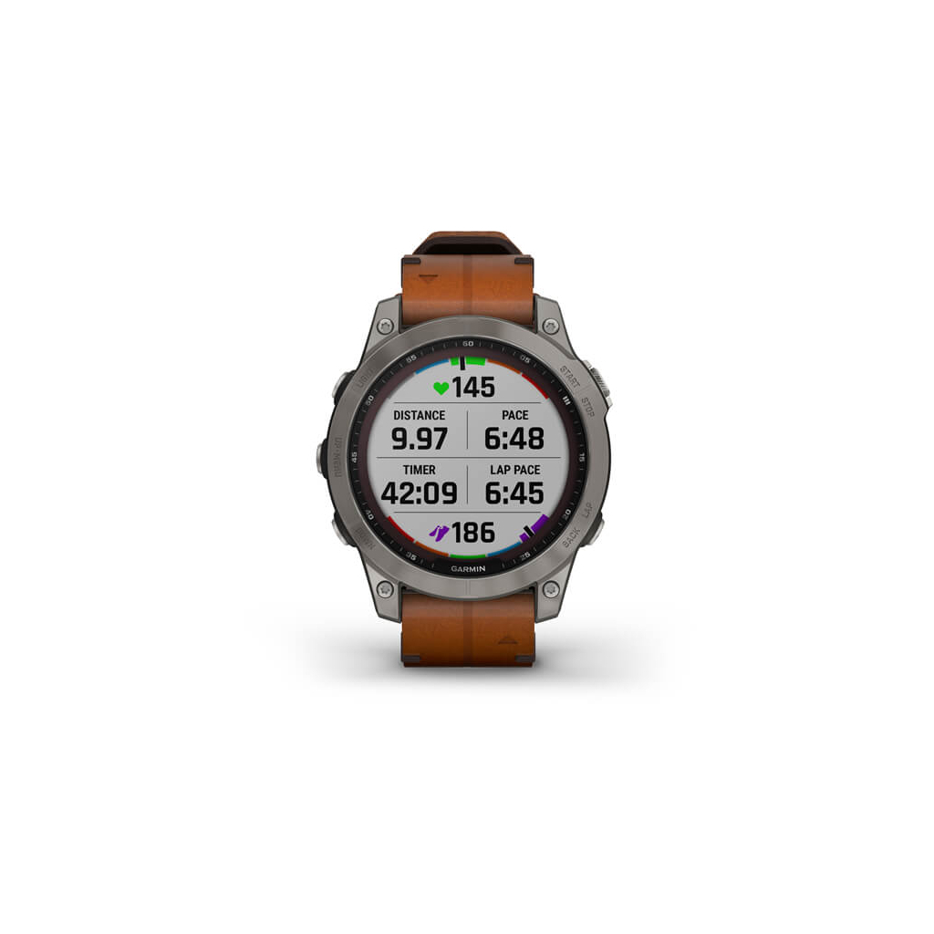 Смарт-часы Garmin fenix 7 Sapph Solar Titanium w/Chestnut Leather Band, GPS (010-02540-31) - 7