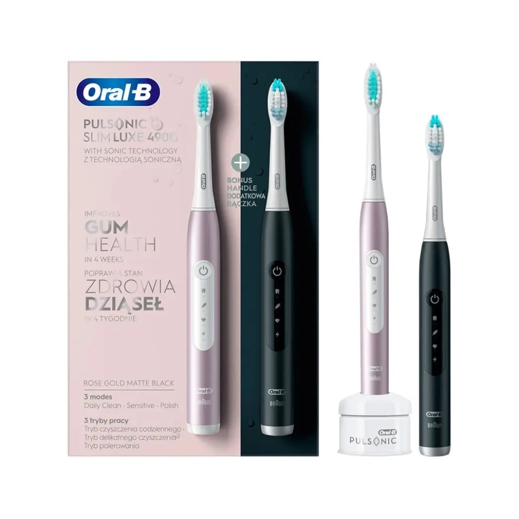 Электрическая зубная щетка Oral-B 4900 S411.526.3H Pulsonic Slim Luxe RoseGold + MatteBlack