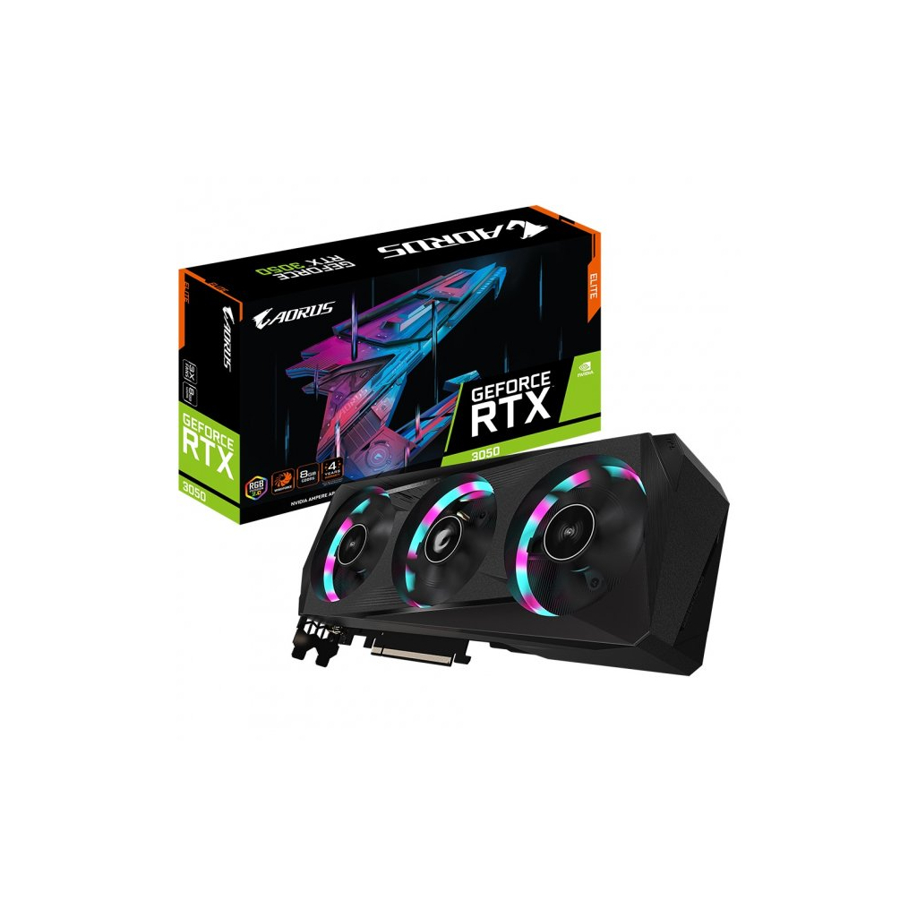 Видеокарта GIGABYTE GeForce RTX3050 8Gb AORUS ELITE (GV-N3050AORUS E-8GD)