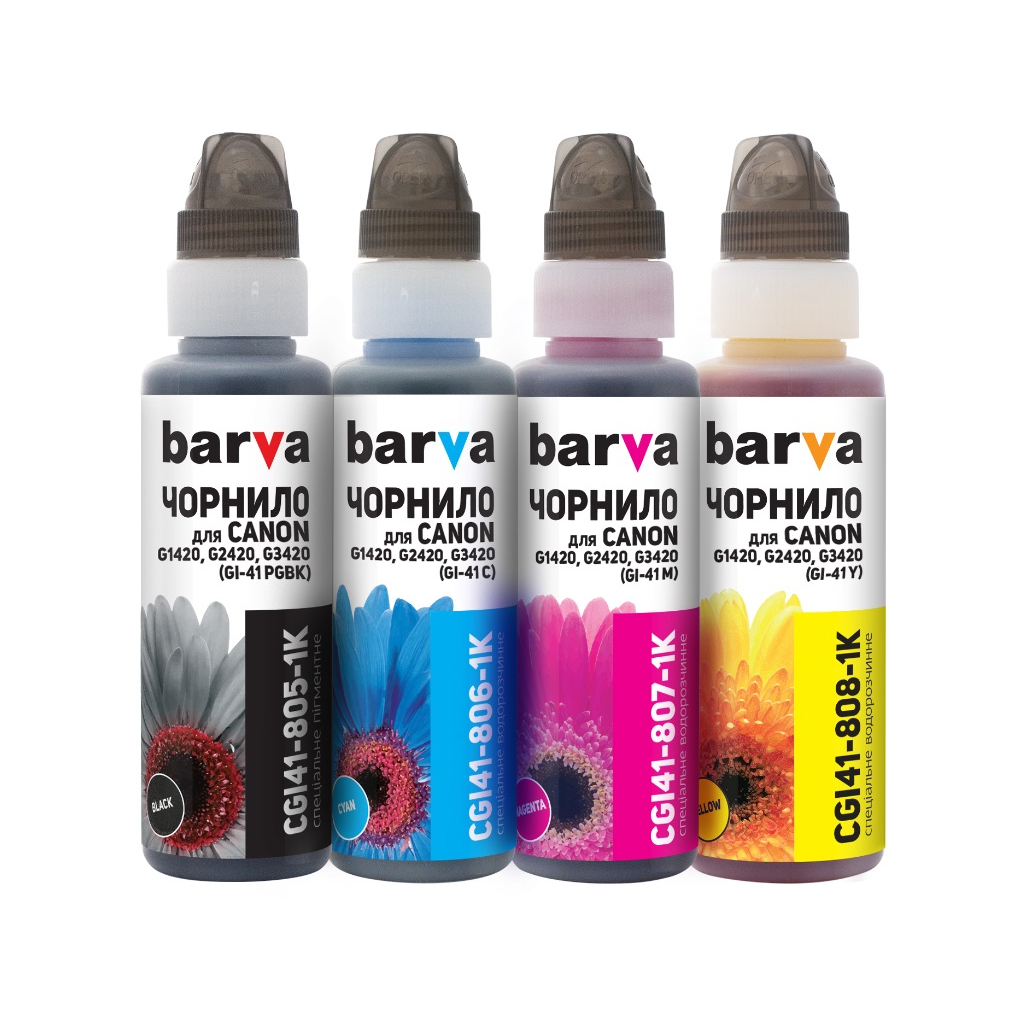 Чернила Barva Canon GI-41 4x100 мл, OneKey, 1K (CGI41-1K-MP)