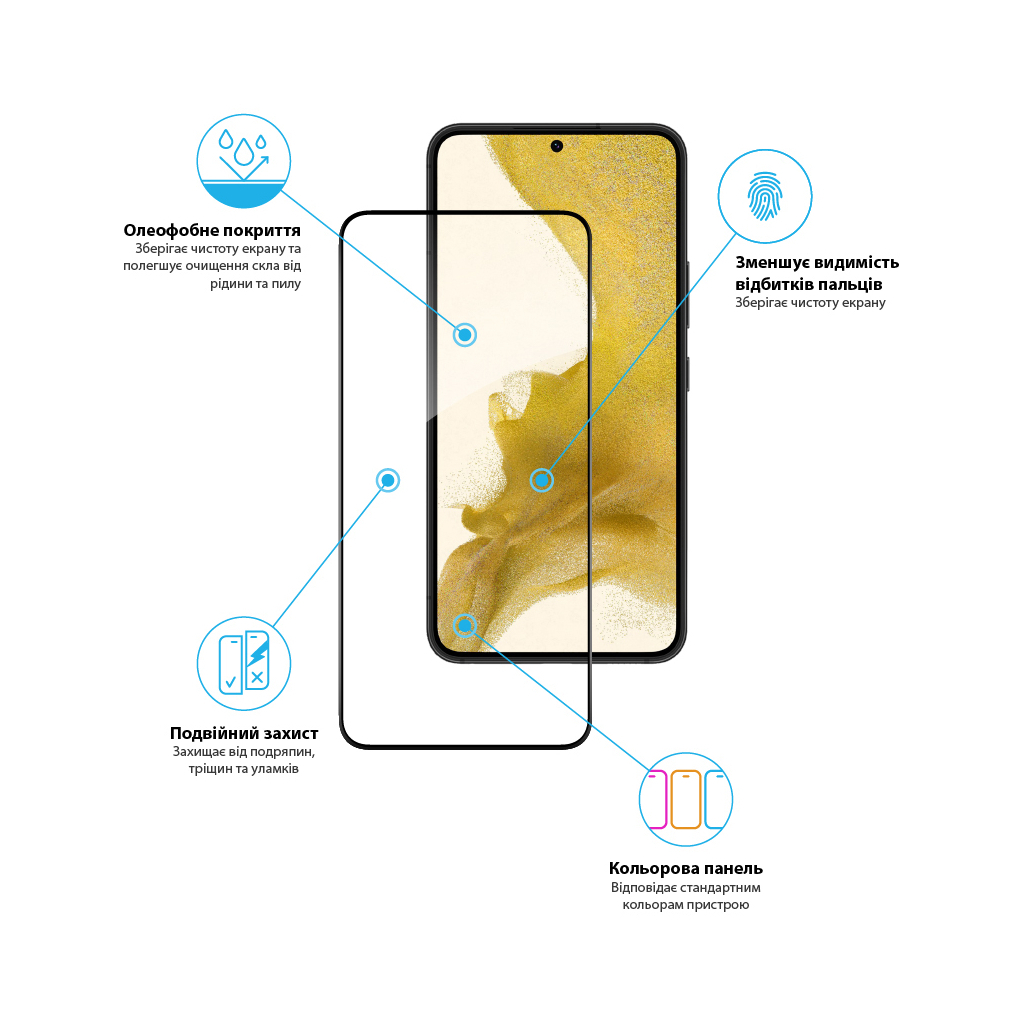 Стекло защитное Global Samsung S22+ (1283126523045) - 3