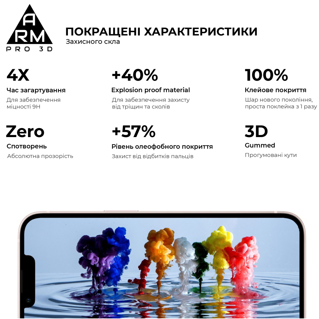 Стекло защитное Armorstandart Pro 3D Apple iPhone 13 Pro Max Black (ARM60265) - 2