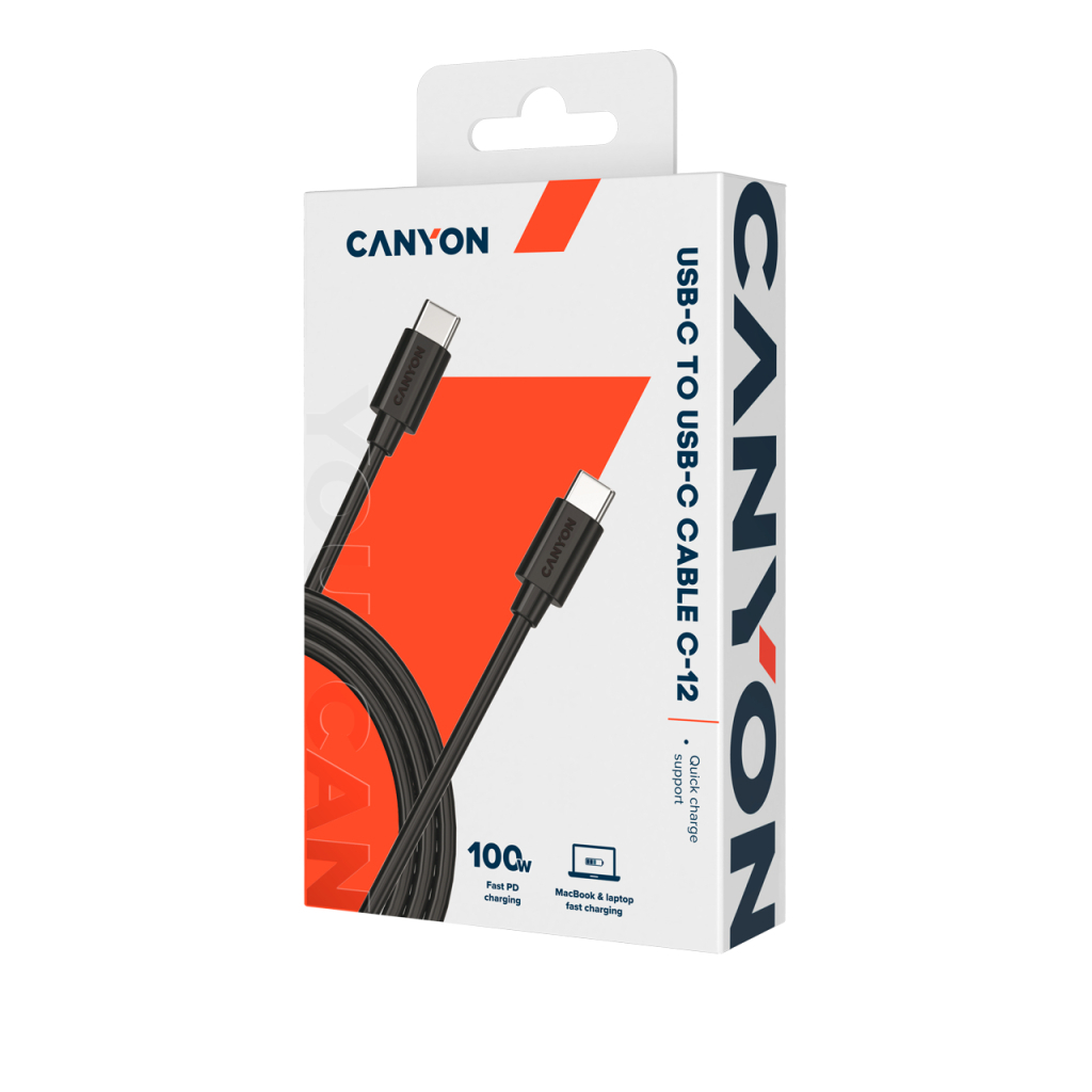 Дата кабель USB-C to USB-C 2.0m 100W 20V/ 5A black Canyon (CNS-USBC12B) - 1