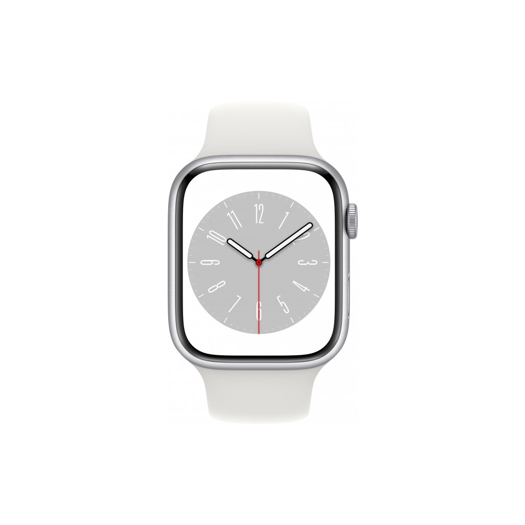 Смарт-часы Apple Watch Series 8 GPS 45mm Silver Aluminium Case with White Sport Band - Regular (MP6N3UL/A) - 1