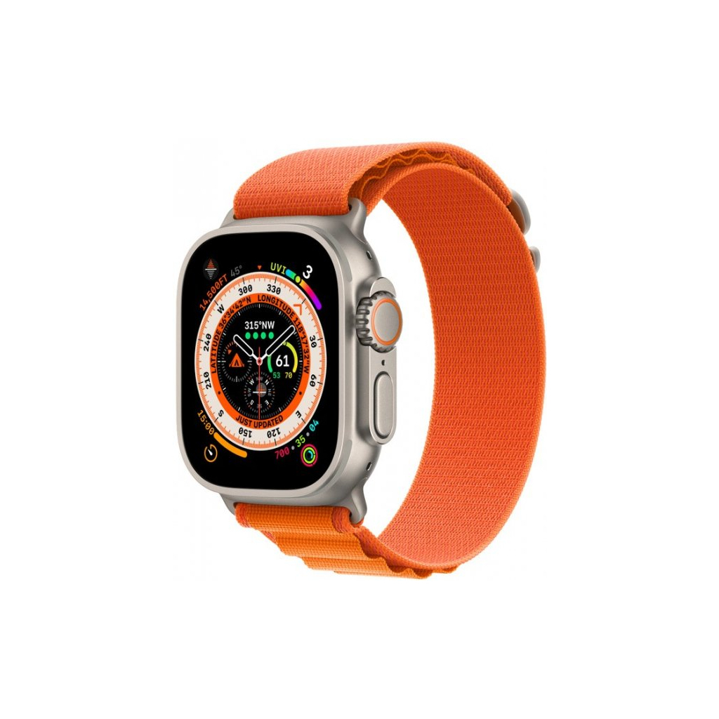 Смарт-часы Apple Watch Ultra GPS + Cellular, 49mm Titanium Case with Orange Alpine Loop -Medium (MQFL3UL/A) - 1