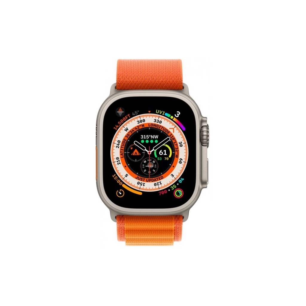 Смарт-часы Apple Watch Ultra GPS + Cellular, 49mm Titanium Case with Orange Alpine Loop -Medium (MQFL3UL/A) - 3