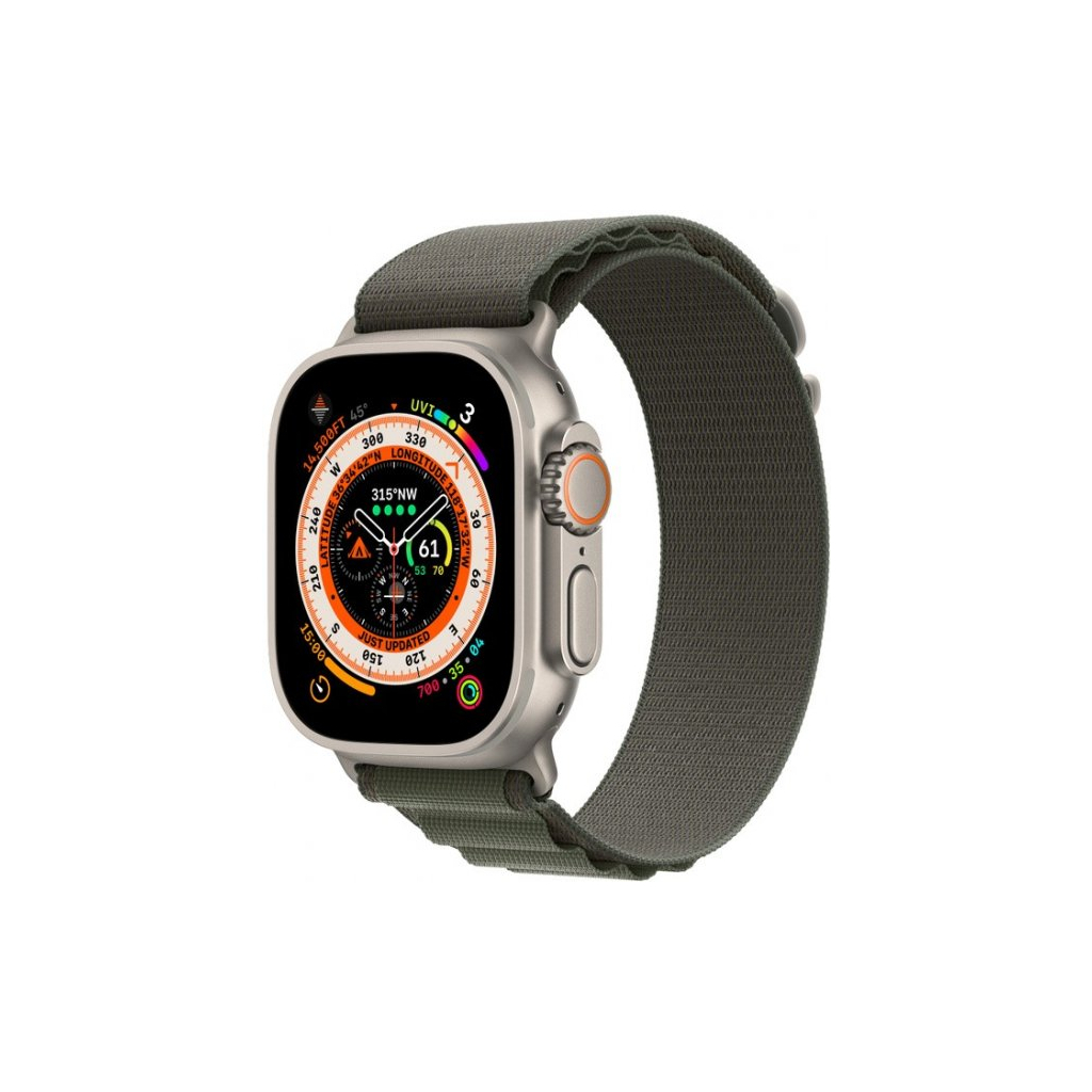 Смарт-часы Apple Watch Ultra GPS + Cellular, 49mm Titanium Case with Green Alpine Loop -Medium (MQFN3UL/A) - 1
