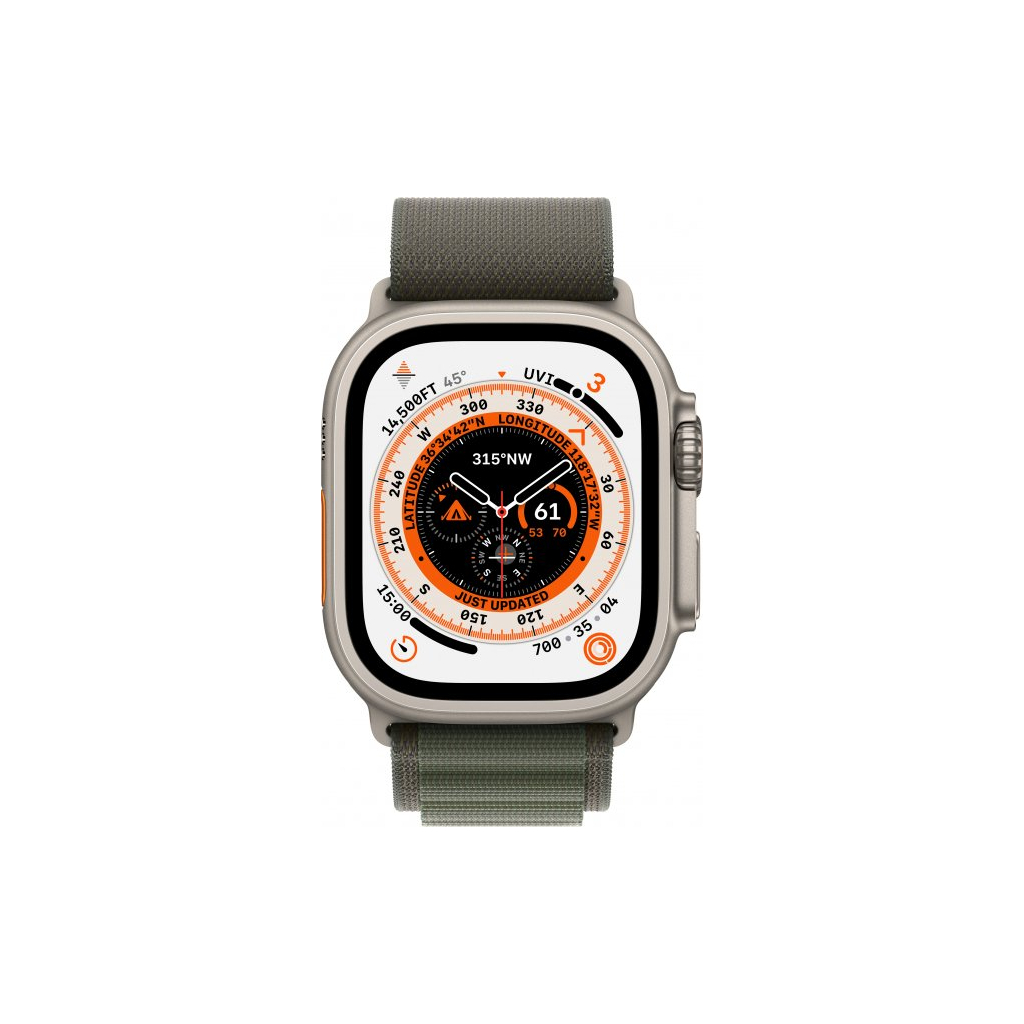 Смарт-часы Apple Watch Ultra GPS + Cellular, 49mm Titanium Case with Green Alpine Loop -Medium (MQFN3UL/A) - 2
