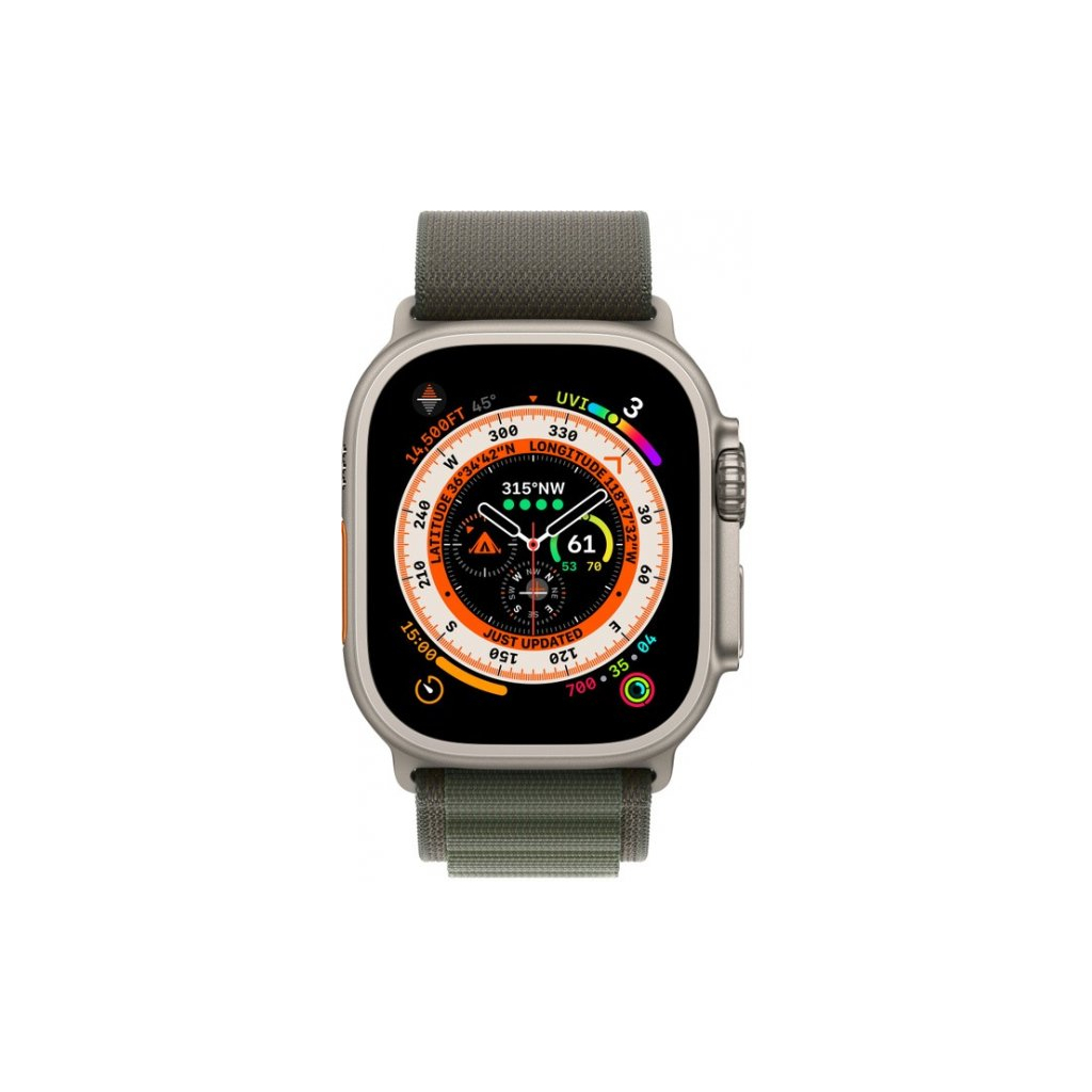 Смарт-часы Apple Watch Ultra GPS + Cellular, 49mm Titanium Case with Green Alpine Loop -Large (MQFP3UL/A) - 3