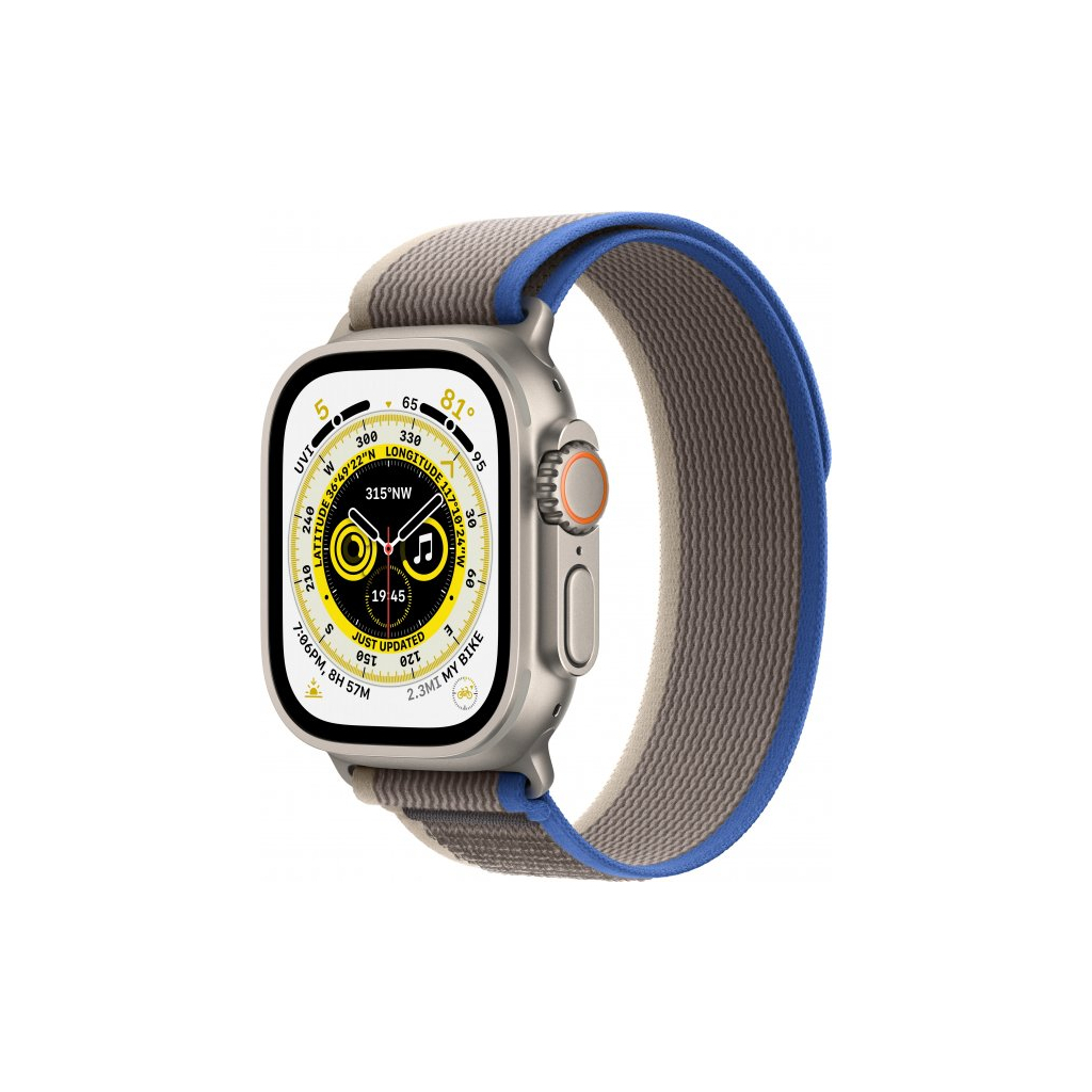 Смарт-часы Apple Watch Ultra GPS + Cellular, 49mm Titanium Case with Blue/Gray Trail Loop -S/M (MNHL3UL/A)